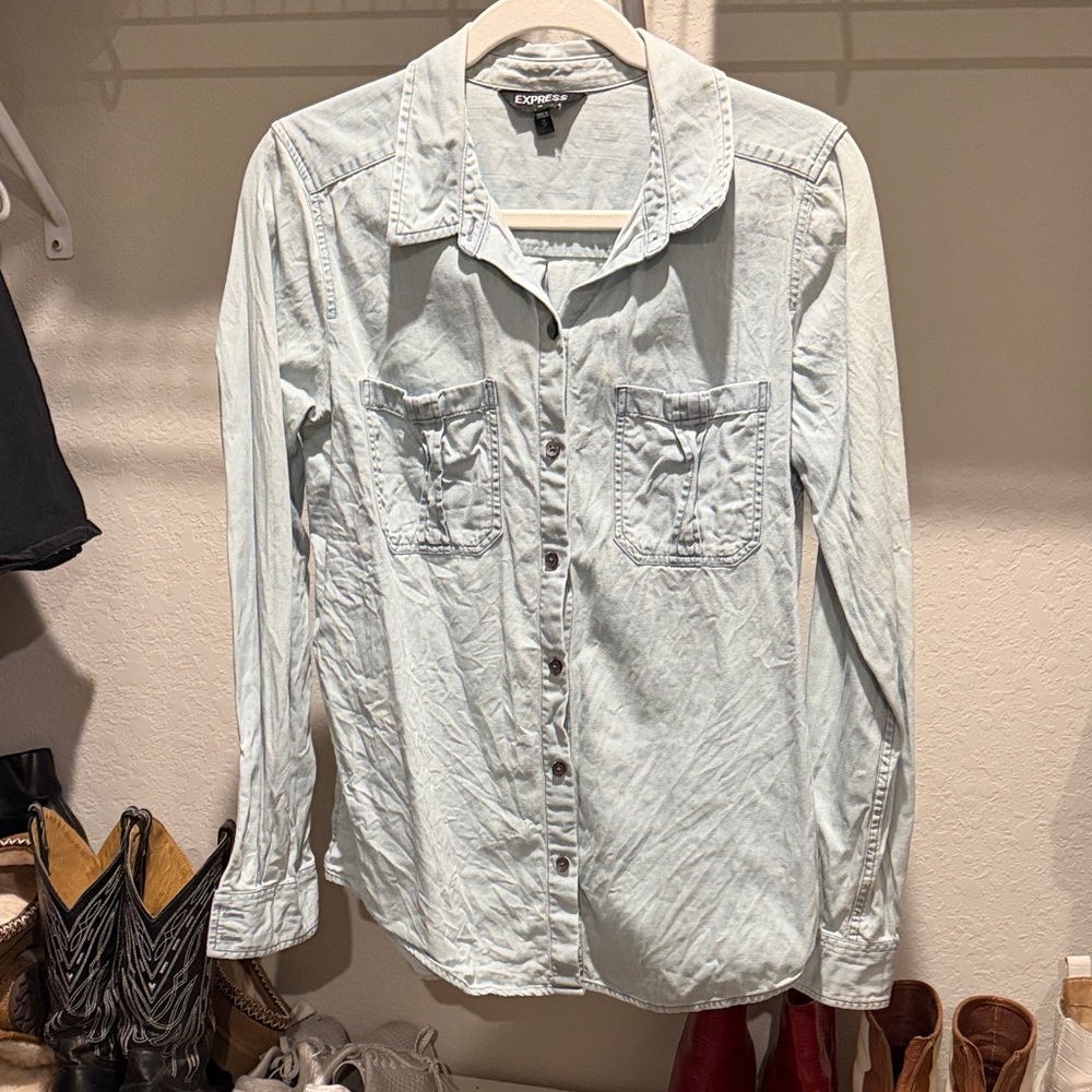Express Light Blue Denim Shirt